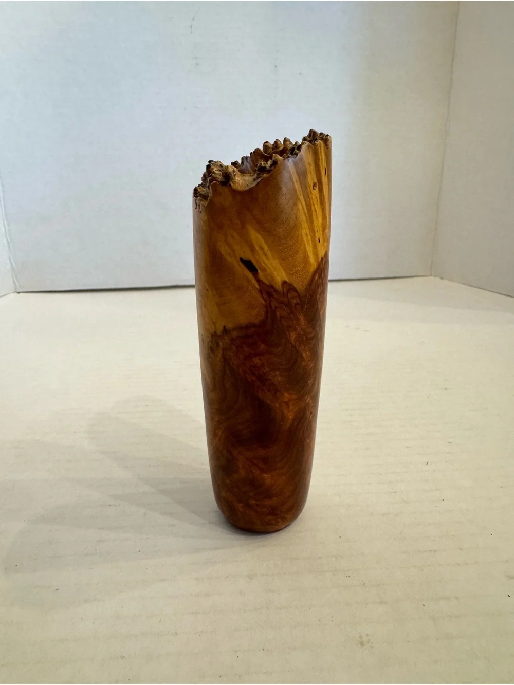 Amboyna Burl Wood Vase Natural Edge Flower Vase Artisan Crafted Sculpture Decor
